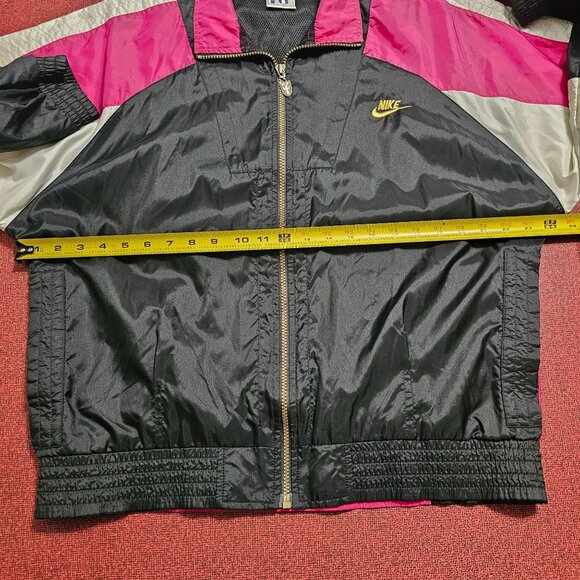 Vintage 90s Nike International Windbreaker Jacket M Pink & Black Retro Casual - Picture 7 of 12